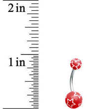 将图片加载到图库查看器,Red White Outline Stars Belly Ring