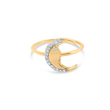 Load image into Gallery viewer, 10K Yellow Gold 1/10 Cttw Diamond Crescent Moon Ring (I-J Color, I1-I2 Clarity) - Ring Size 6