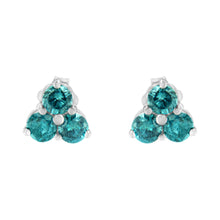 Load image into Gallery viewer, 14KT White Gold Treated Blue Diamond Trio Stud Earrings (1 1/3 cttw, Blue)