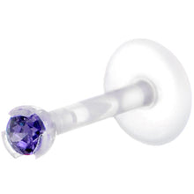 Load image into Gallery viewer, Bio-Flex 2mm Purple Gem Push-In Labret Monroe Tragus