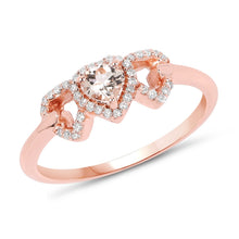 Load image into Gallery viewer, 0.37 Carat Genuine Morganite and White Diamond 14K Rose Gold Ring