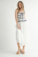 Load image into Gallery viewer, Crochet Stripe Knit Eyelet Mix Midi Dress – Crochet Midi Dress, Stripe Knit Dress, Eyelet Mix Dress, Trendy Midi Dress, Versatile Midi Dress