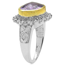 Load image into Gallery viewer, Two Tone Plated 4.36 Carat Genuine Amethyst & White Topaz .925 Sterling Silver Ring