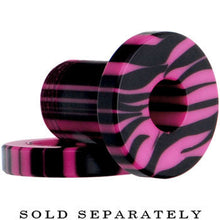将图片加载到图库查看器,2G Pink and Black Zebra Striped Acrylic Threaded Tunnel