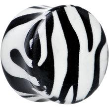 Load image into Gallery viewer, Zebra Print Glow in the Dark Saddle Plug 2G to 1 Inch