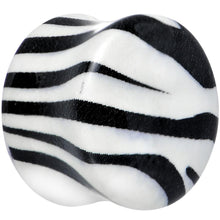Load image into Gallery viewer, Zebra Print Glow in the Dark Saddle Plug 2G to 1 Inch