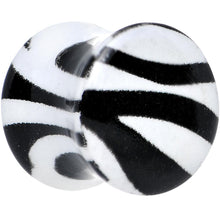 Load image into Gallery viewer, Zebra Print Glow in the Dark Saddle Plug 2G to 1 Inch