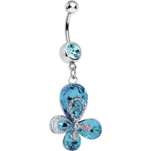Load image into Gallery viewer, Flight of Fancy Aqua Gem Butterfly Belly Ring