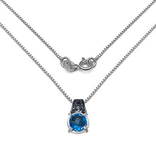 Load image into Gallery viewer, 4.94 Carat Genuine Swiss Blue Topaz, Blue Diamond & White Diamond .925 Sterling Silver Pendant