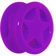 Load image into Gallery viewer, Acrylic Neon Purple Star Tunnel Plug 2G to 20mm