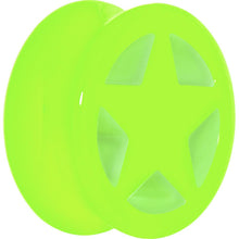 Load image into Gallery viewer, Acrylic Neon Green Star Tunnel Plug 2G to 20mm