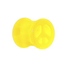 Load image into Gallery viewer, Acrylic Neon Yellow Peace Sign Tunnel Plug 2G to 20mm