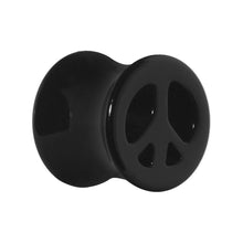 Load image into Gallery viewer, Acrylic Black Peace Sign Tunnel Plug 2G to 20mm
