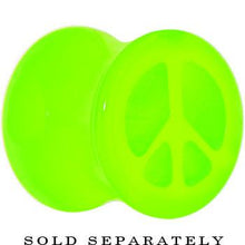 Load image into Gallery viewer, Acrylic Neon Green Peace Sign Tunnel Plug 2G to 20mm