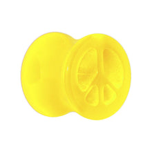 Load image into Gallery viewer, Acrylic Neon Yellow Peace Sign Tunnel Plug 2G to 20mm