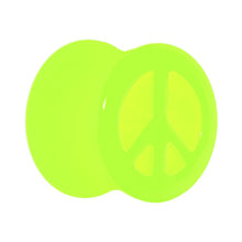 Load image into Gallery viewer, Acrylic Neon Green Peace Sign Tunnel Plug 2G to 20mm