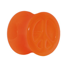 Load image into Gallery viewer, Acrylic Neon Orange Peace Sign Tunnel Plug 2G to 20mm