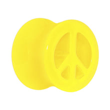 Load image into Gallery viewer, Acrylic Neon Yellow Peace Sign Tunnel Plug 2G to 20mm