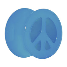 Load image into Gallery viewer, Acrylic Neon Blue Peace Sign Tunnel Plug 2G to 20mm