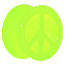 Load image into Gallery viewer, Acrylic Neon Green Peace Sign Tunnel Plug 2G to 20mm
