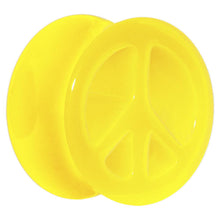 Load image into Gallery viewer, Acrylic Neon Yellow Peace Sign Tunnel Plug 2G to 20mm