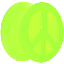 Load image into Gallery viewer, Acrylic Neon Green Peace Sign Tunnel Plug 2G to 20mm