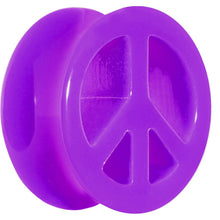 Load image into Gallery viewer, Acrylic Neon Purple Peace Sign Tunnel Plug 2G to 20mm