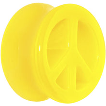 Load image into Gallery viewer, Acrylic Neon Yellow Peace Sign Tunnel Plug 2G to 20mm