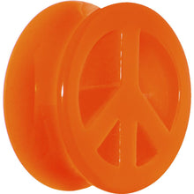Load image into Gallery viewer, Acrylic Neon Orange Peace Sign Tunnel Plug 2G to 20mm