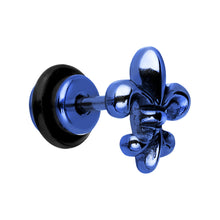 Load image into Gallery viewer, Blue Titanium Fleur De Lis Cheater Plug