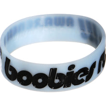Load image into Gallery viewer, Light Blue Black Boobies Rule Awareness for Breast Cancer Bracelet