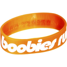 Load image into Gallery viewer, Orange White Black Boobies Rule Awareness for Breast Cancer Bracelet