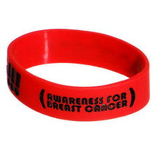 Load image into Gallery viewer, Red Black Boobies Rule Awareness for Breast Cancer Bracelet