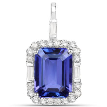 Load image into Gallery viewer, 9.02 Carat Genuine Tanzanite and White Diamond 18K White Gold Pendant