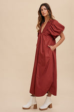 Load image into Gallery viewer, Smocked Puff Sleeve Midi Dress For Women – Feminine and Trendy Midi Dress with Smocked Detailing and Dramatic Puff Sleeves for a Sophisticated Look