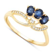 Load image into Gallery viewer, 0.65 Carat Genuine Blue Sapphire and White Diamond 14K Yellow Gold Ring