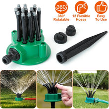 Load image into Gallery viewer, 360° Flexible Lawn Sprinkler Automatic 12 Tubes Garden Water Irrigation Sprayers