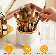 Load image into Gallery viewer, 360° Rotating Makeup Brush Holder with Lid Makeup Organizer