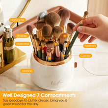 Load image into Gallery viewer, 360° Rotating Makeup Brush Holder with Lid Makeup Organizer