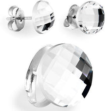 Load image into Gallery viewer, Clear Round Adjustable Ring and Stud Earring Set