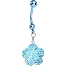 将图片加载到图库查看器,Aqua Sparkler Flower Dangle Belly Ring
