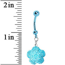 将图片加载到图库查看器,Aqua Sparkler Flower Dangle Belly Ring
