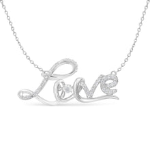 Load image into Gallery viewer, .925 Sterling Silver 1/4 Cttw Diamond Cursive "Love" 18" Pendant Necklace (H-I Color, I1-I2 Clarity)