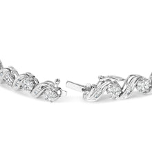 Load image into Gallery viewer, 14K White Gold 2.00 Cttw Diamond Cluster and Spiral Link Bracelet (I-J Color, I1-I2 Clarity) - 7"