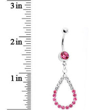 Load image into Gallery viewer, Clear Pink Jeweled Teardrop Belly Ring