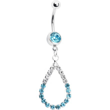 Load image into Gallery viewer, Clear Aqua Jeweled Teardrop Belly Ring