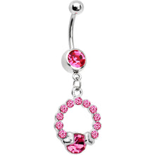 Load image into Gallery viewer, Pink Gem Wrap Me in Love Heart Dangle Belly Ring
