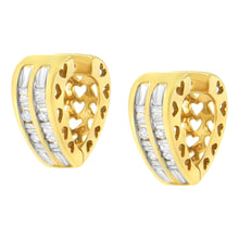 Load image into Gallery viewer, 10K Yellow Gold 1/2 cttw Diamond Huggy Heart Hoop Earrings (I-J Clarity, I2-I3 Color)