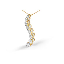 将图片加载到图库查看器,AGS Certified 14K Yellow Gold 3.0 Cttw Baguette and Brilliant Round-Cut Diamond Journey 18" Pendant Necklace (G-H Color, SI2-I1 Clarity)