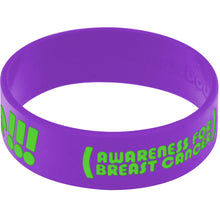Load image into Gallery viewer, Purple Green Boobies Rule Awareness for Breast Cancer Bracelet